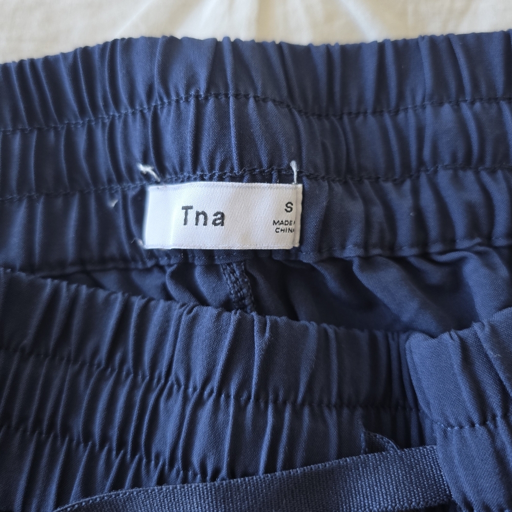 Aritzia TNA Navy Track Pants with Striped Sides - Picture 3 of 7